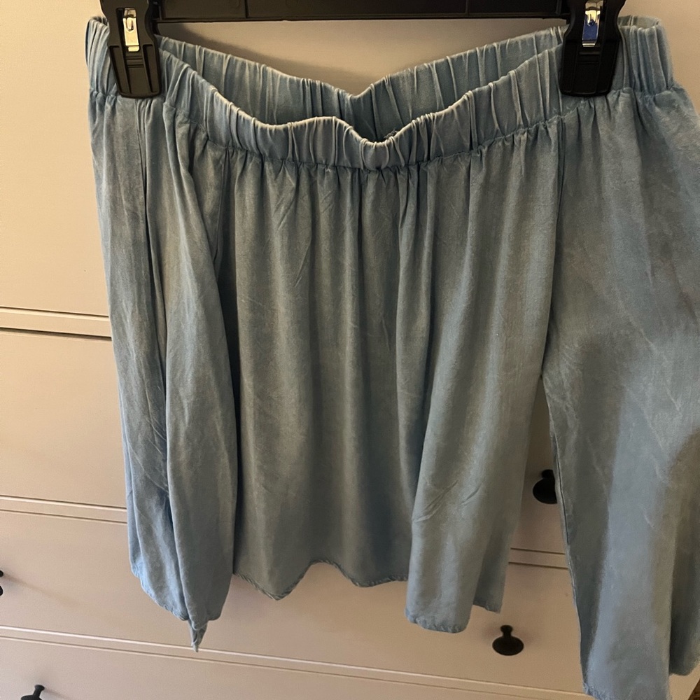 Strapless denim shirt